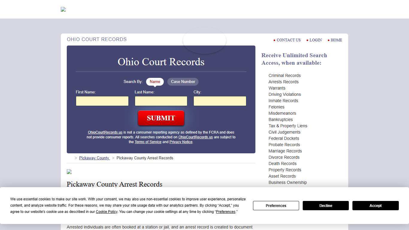 Pickaway County Arrest Records | OhioCourtRecords.us